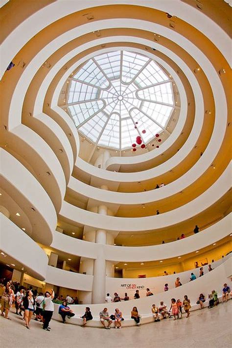 Guggenheim Museum by Frank Lloyd Wright, view of interior ceiling, New ...