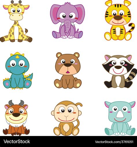 Child cartoon animals Royalty Free Vector Image