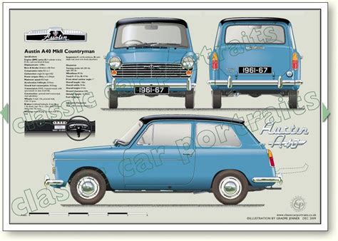 Austin A40 Farina Mk2 1961-67 classic car portrait | Vintage cars ...