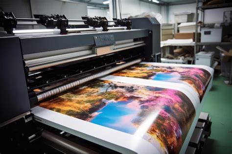 Premium Photo | Large format printing machine in operation Industry