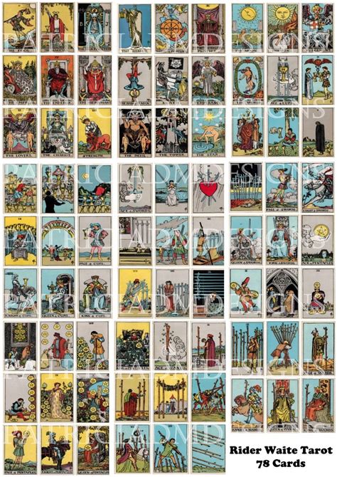 Rider Waite Tarot Cards Set Of 78 Cards Printable 3.5 X 2.5