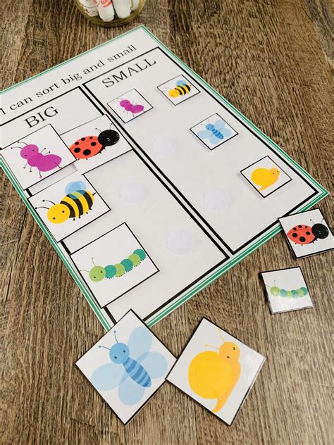 Sorting Big and Small Preschool Game - Etsy | Kindergarten learning ...