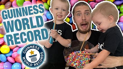 Trying to break a Guinness World Record WITH KIDS 🍬🥢 | World records ...