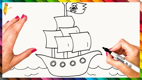 How To Draw A Pirate Ship Step By Step Pirate Ship Drawing Easy