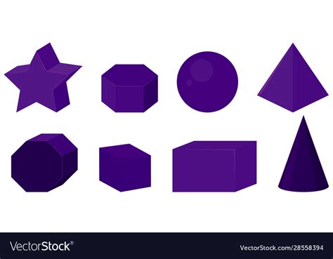 Set geometric shapes in purple color Royalty Free Vector