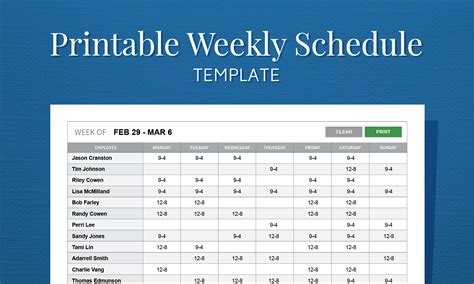 Free Monthly Work Schedule Template | Weekly Employee 8 Hour Shift ...