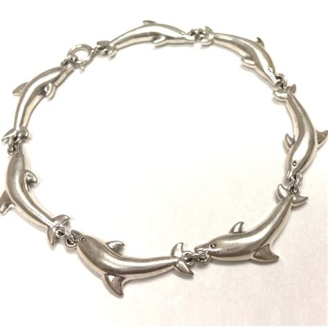 Dolphin Sterling Silver Link Bracelet | Nature Jewelry | Antique ...