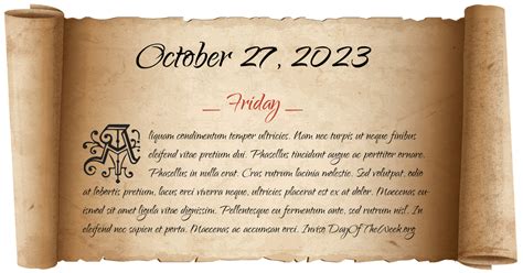 What Day Of The Week Was October 27, 2023?