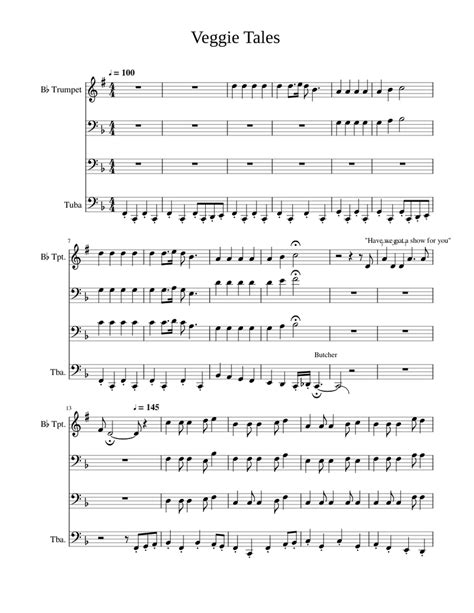 Veggie Tales Sheet music for Tuba, Trumpet in b-flat (Pep Band ...