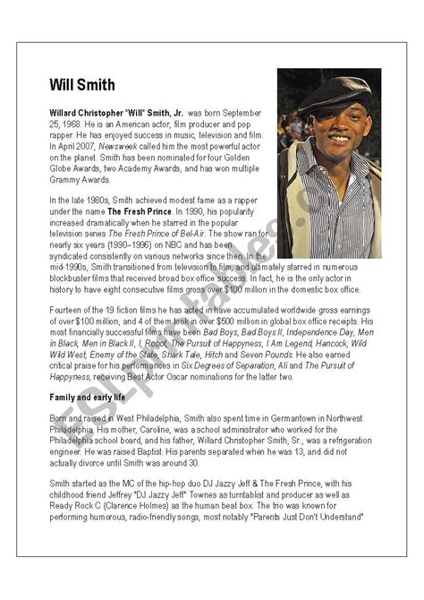 will smith biography - ESL worksheet by gigizit