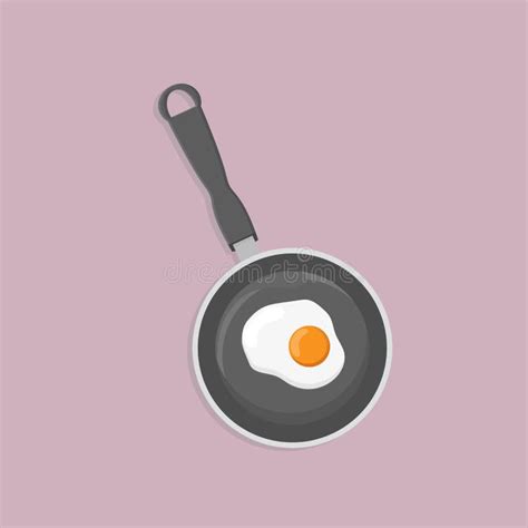 Fried egg in a round pan stock illustration. Illustration of fried ...