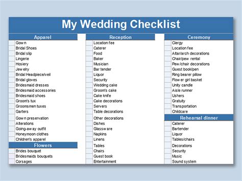 EXCEL of Wedding Checklist.xls | WPS Free Templates