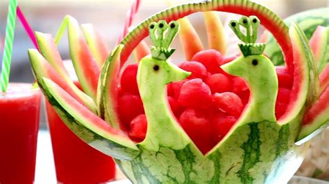 Art In Watermelon Peacock | Fruit & Vegetable Carving Lessons - YouTube