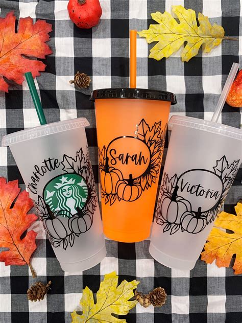 Personalized pumpkin cold cup for fall iced coffee coffee cup fall 2021 ...