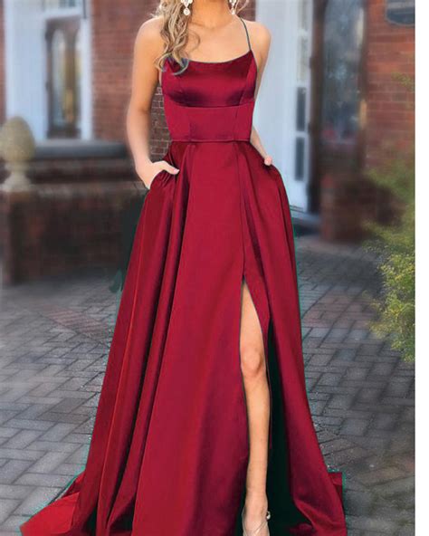 Halter Wine Red Prom Dresses Long with Pocket long Vestido De Festido ...