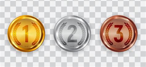 Gold silver and bronze medal Badge icons of First second and third ...