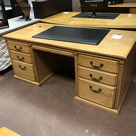 Martin 68" x 32" Solid Oak Desk with 4 Drawer Letter Vertical ...