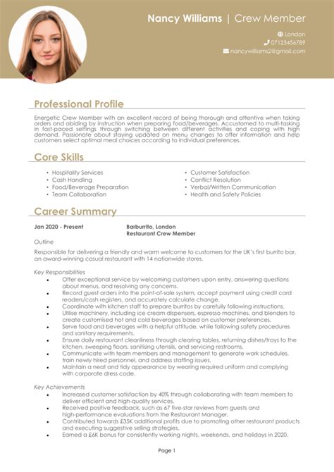 Crew Member CV example + guide [Land top jobs]