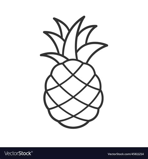 Pineapple cartoon outline clip art simple flat Vector Image