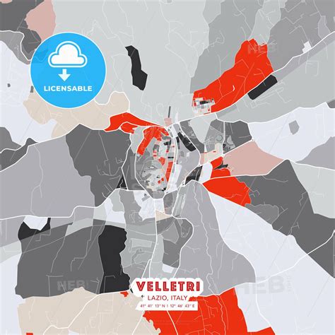 Velletri, Lazio, Italy - modern street map poster template with gray ...