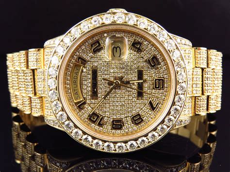 18K Mens Full Diamond Yellow Gold Rolex Presidental Day-Date 36MM ...