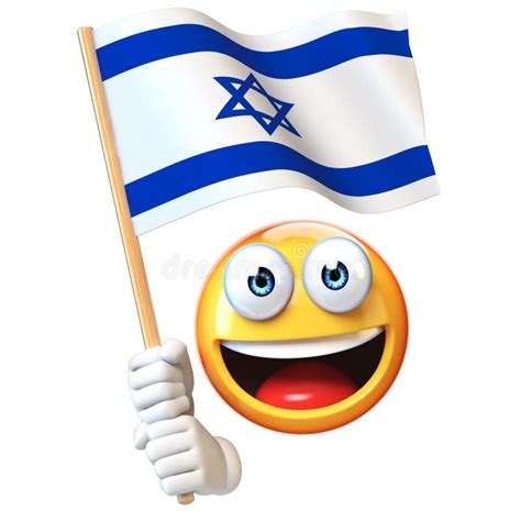 Emoji Holding Israel Flag, Emoticon Waving National Flag of Israel 3d ...