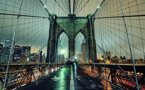 Brooklyn Bridge, brooklyn, bridge, night, lights, HD wallpaper | Peakpx