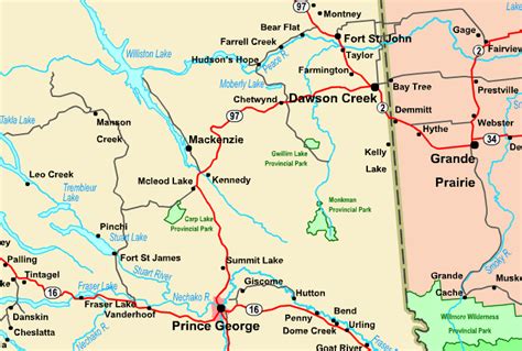 Regional Map of Prince George, Dawson Creek