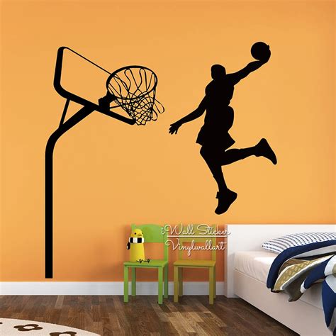 Basketball Man Wall Sticker Modern Basketball Wall Decal DIY Sports ...