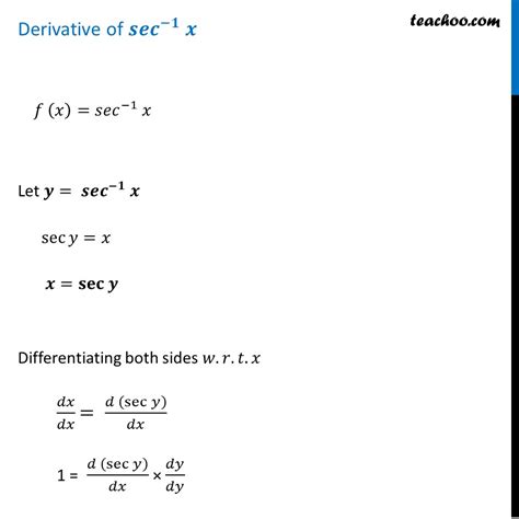 Derivative of sec-1 x (Sec inverse x) - Teachoo [with Video]