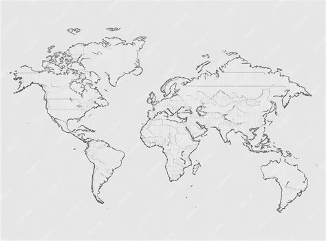 Premium AI Image | line art world map isolated on white background