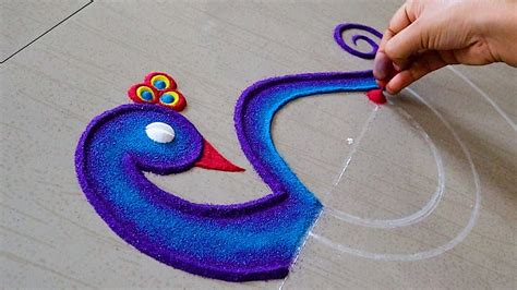 Beautiful Peacock Rangoli Designs