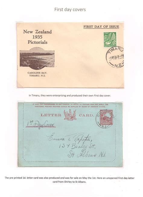 First Day covers - New Zealand Stamps, A 1935 Pictorial overview.