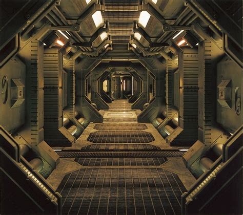 Stock Photo - Interior of an industrial or spaceship corridor ...