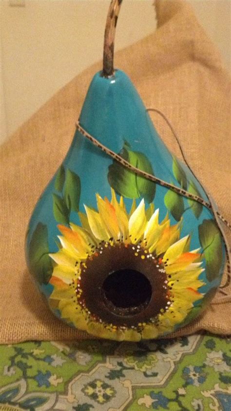 Sunflower Gourd Birdhouse Hand Painted Gourd House Gardener | Etsy ...