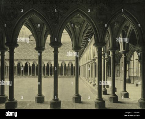 Mont Saint Michel. Cloister Stock Photo - Alamy