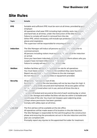 Construction Phase Plan CDM Template - HASpod