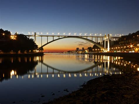 Night Bridge Oporto Portugal Stock Photo - Image of night, water: 35850226