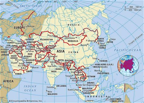 Asia geographical key facts and maps countries, Physical maps regions ...