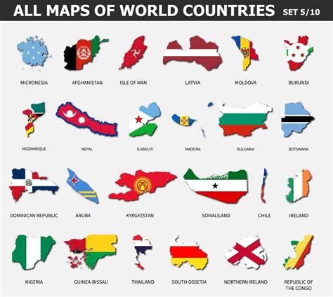 todos os mapas de países e bandeiras do mundo. conjunto 5 de 10 ...