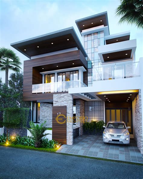 Mr. Andrika Modern House 2 Floors Design - Tangerang 7708 - Front ...