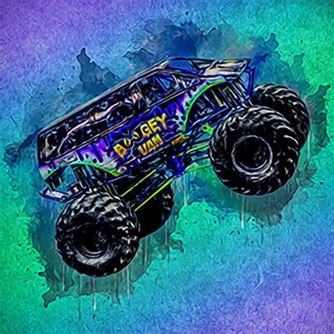 Boogey Van Monster Truck poster, design ready to print, watercolor ...