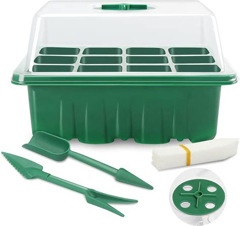 10 Pack Plastic Seed Trays with Lids, 12 Cells Mini Propagator Tray for ...