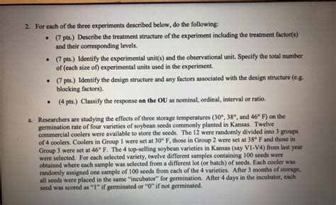 2. For each of the three experiments described below, | Chegg.com