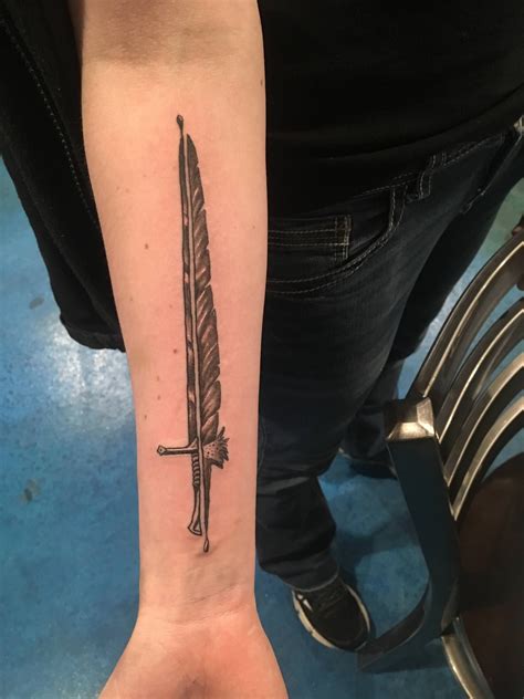 Sword and Quill by Red Leaf Tattoo Quill Pen Tattoo, Feather Pen Tattoo ...