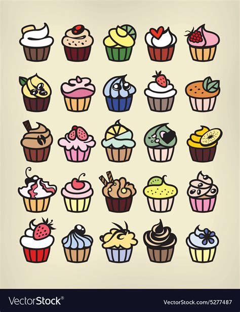 Cupcakes color Royalty Free Vector Image - VectorStock