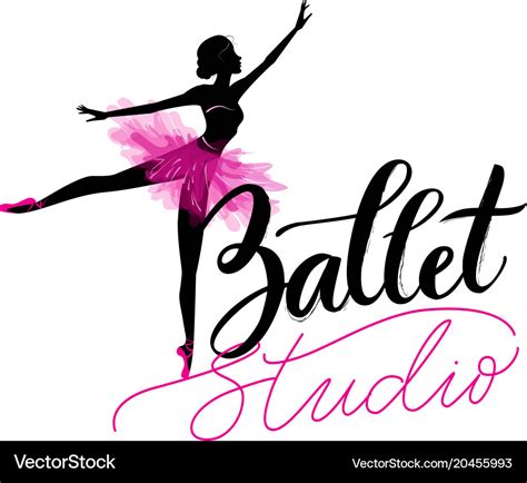 Dance studio logo with young ballerina Royalty Free Vector