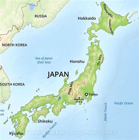 Physical Map Of Japan With Mountains And Rivers / Physical Map of Tokyo ...