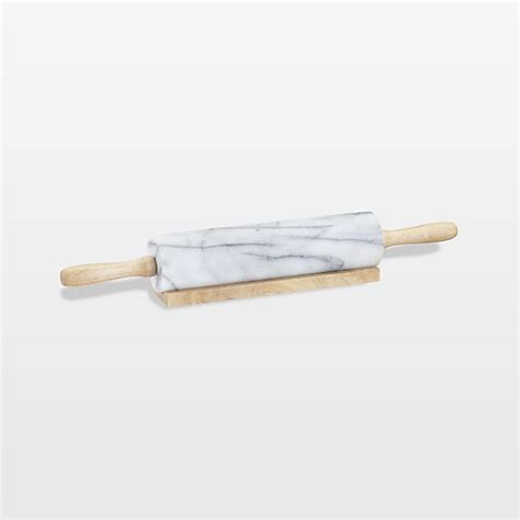 White Marble Rolling Pin with Stand | Crate and Barrel