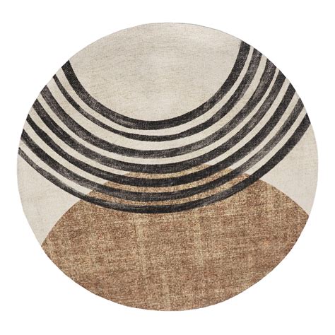 Round Black and Brown Modern Area Rug: Multi - Polyester by World ...